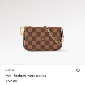 The Mini Pochette Accessoires in Damier Ebene canvas